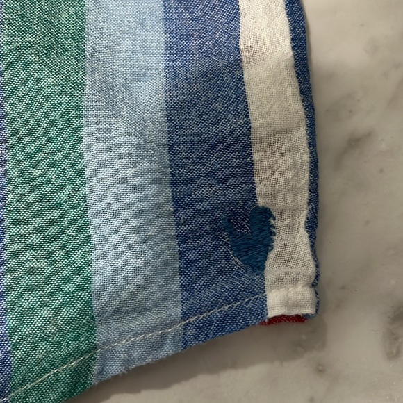 Pink Chicken/Blue Rooster button Shirt striped 18/24 - Picture 2 of 5